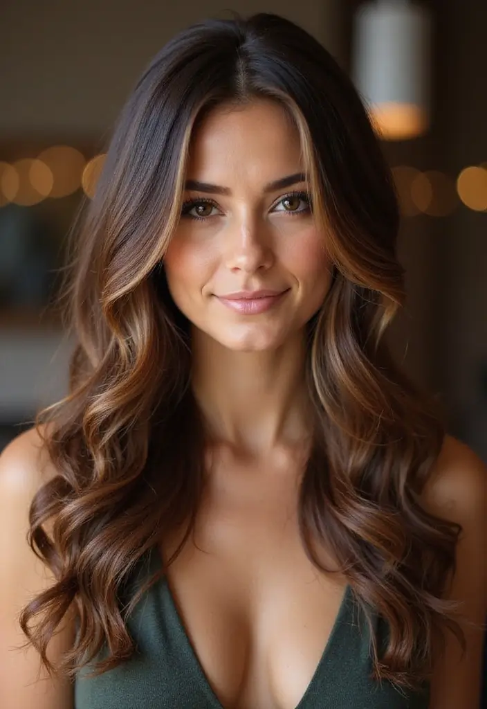 50 Dark Brunette Hair Color Ideas That Feel Rich and Elegant - 9. Caramel Kissed Brunette