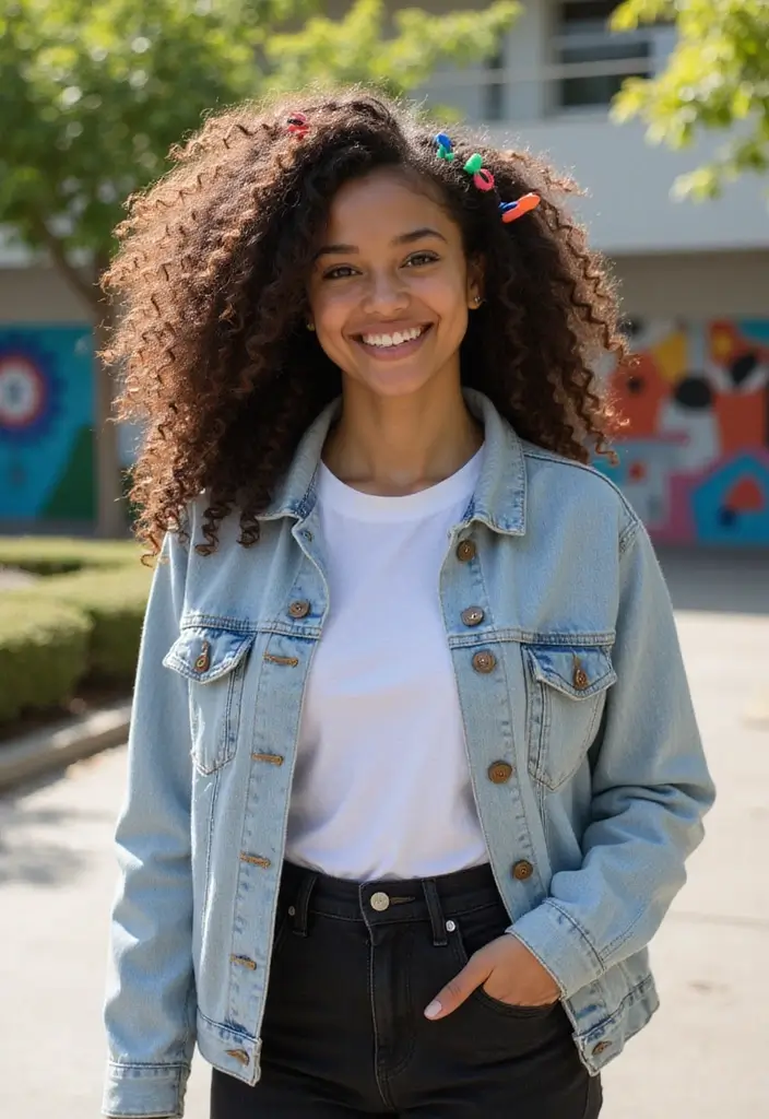 50 Easy Hairstyle Ideas for School Girls 19 50 Easy Hairstyle Ideas for School Girls - 19. Curly Hair with Clips
