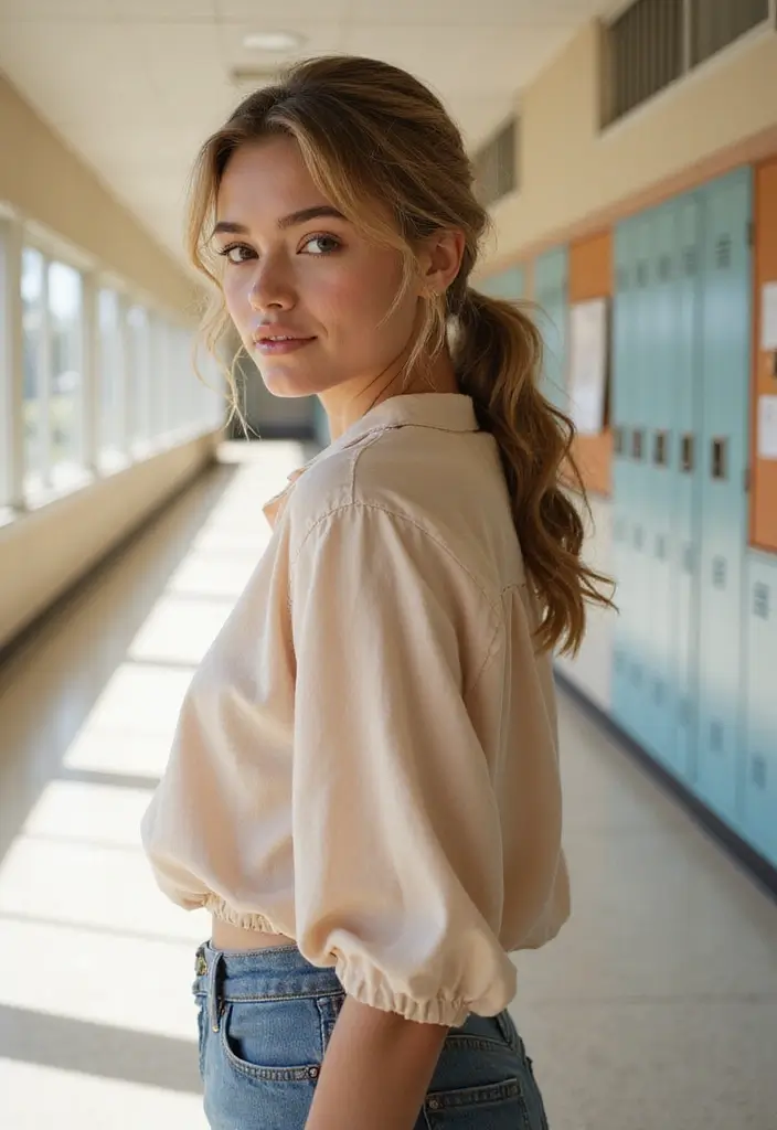 50 Easy Hairstyle Ideas for School Girls 44 50 Easy Hairstyle Ideas for School Girls - 44. Effortless Low Ponytail with Texture