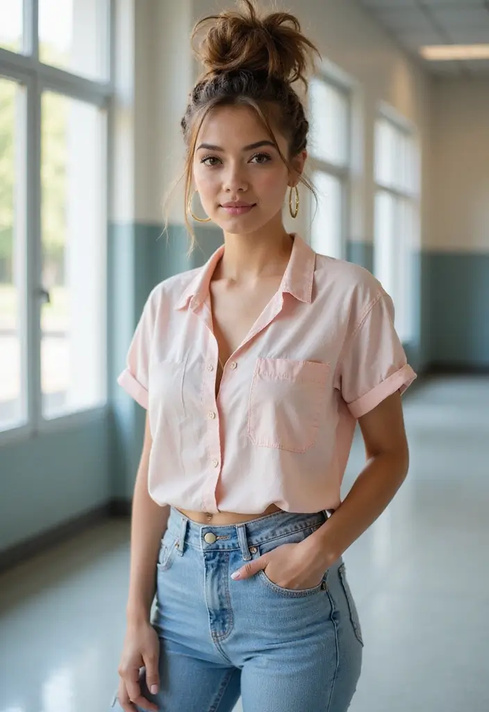 50 Easy Hairstyle Ideas for School Girls 47 50 Easy Hairstyle Ideas for School Girls - 47. Cute and Casual Braided Bun