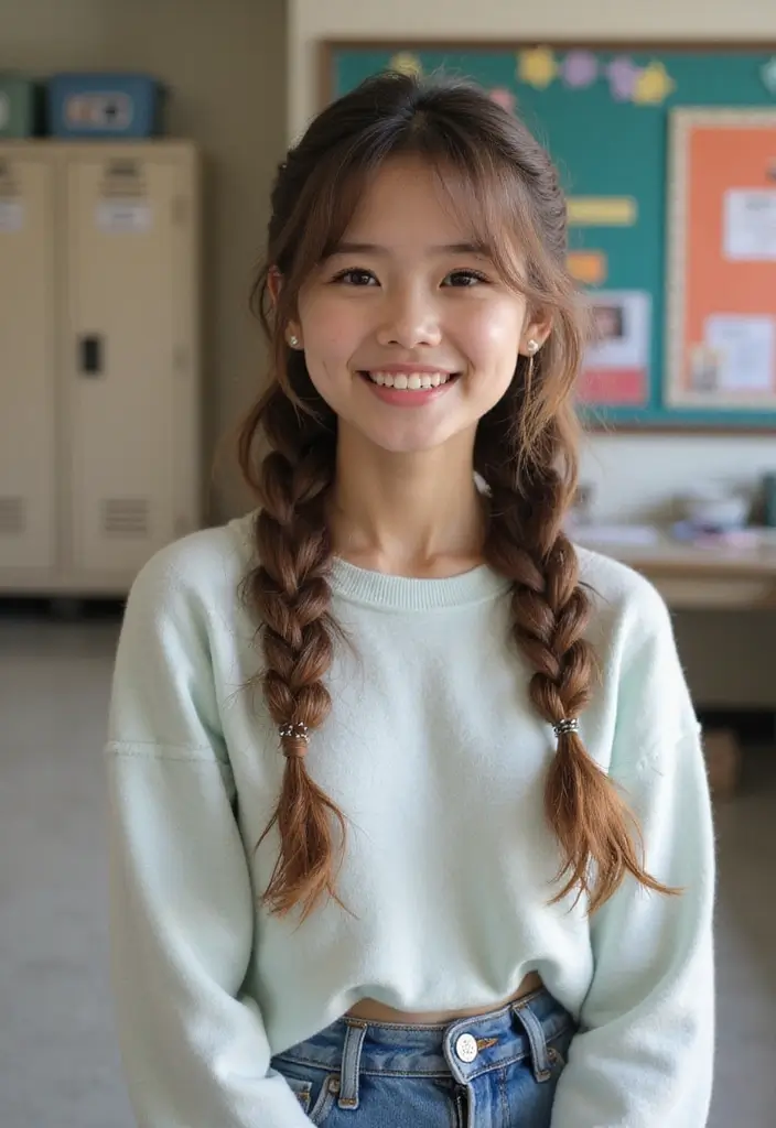 50 Easy Hairstyle Ideas for School Girls 50 50 Easy Hairstyle Ideas for School Girls - 50. Effortless Twisted Braid