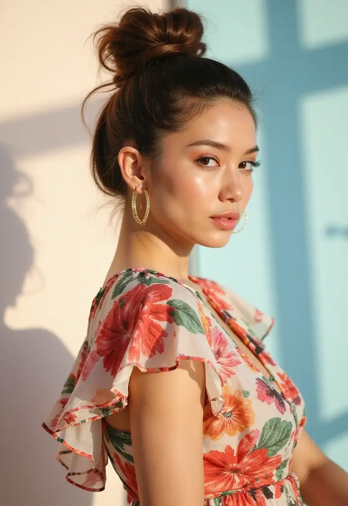 50 Easy Hairstyles for Short Hair That Look Effortlessly Chic - 22. Voluminous Top Knot
