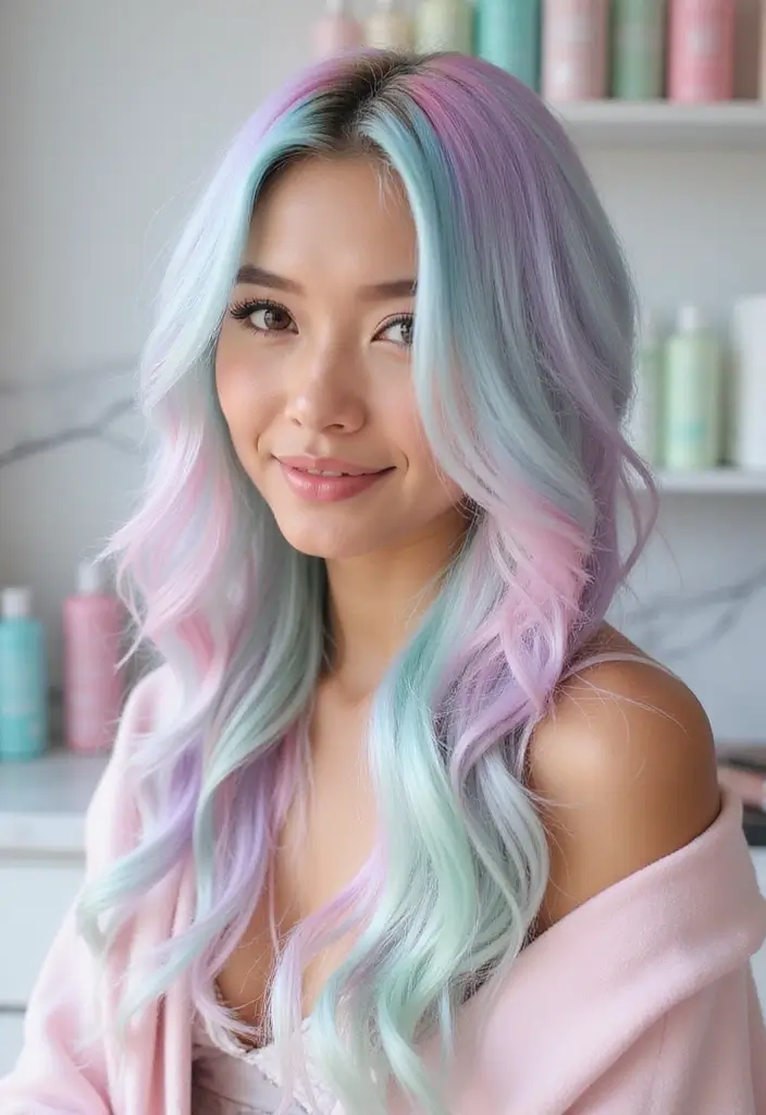 50 Funky Hair Color Ideas for a Bold and Unique Style - 2. Pastel Rainbow Dreams