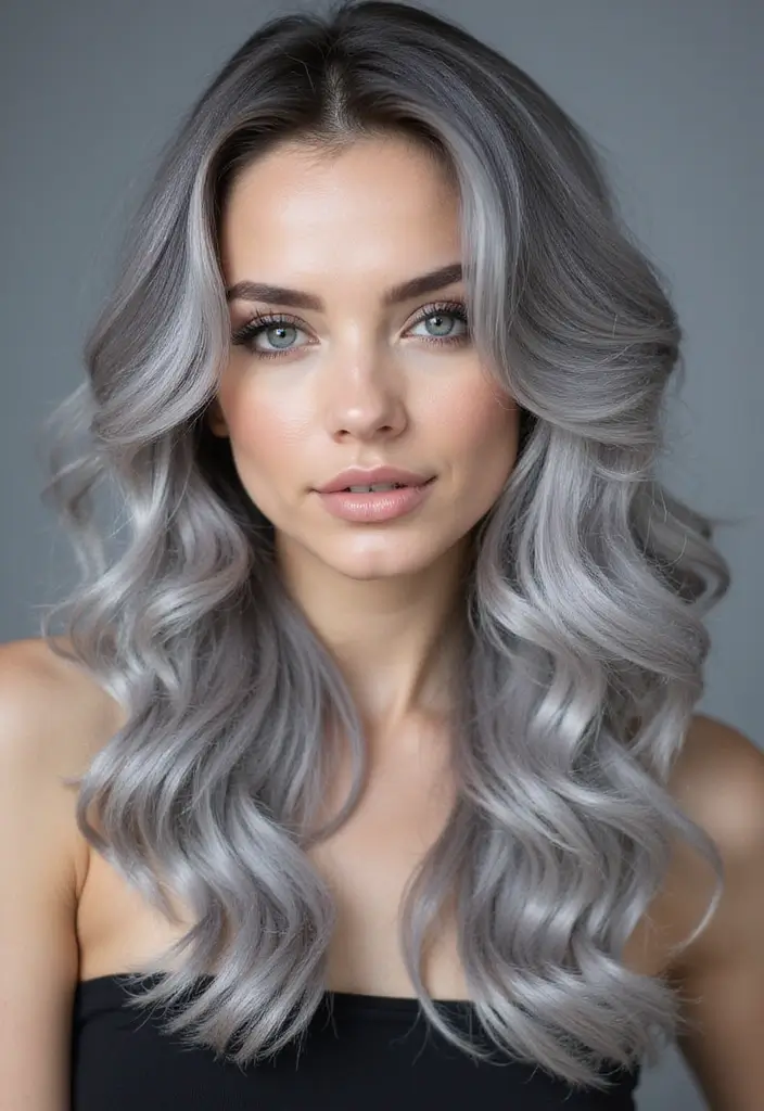 50 Gorgeous Gray Hair Color Ideas That Feel Modern 14 50 Gorgeous Gray Hair Color Ideas That Feel Modern - 14. Shimmering Gray with Pearl Highlights