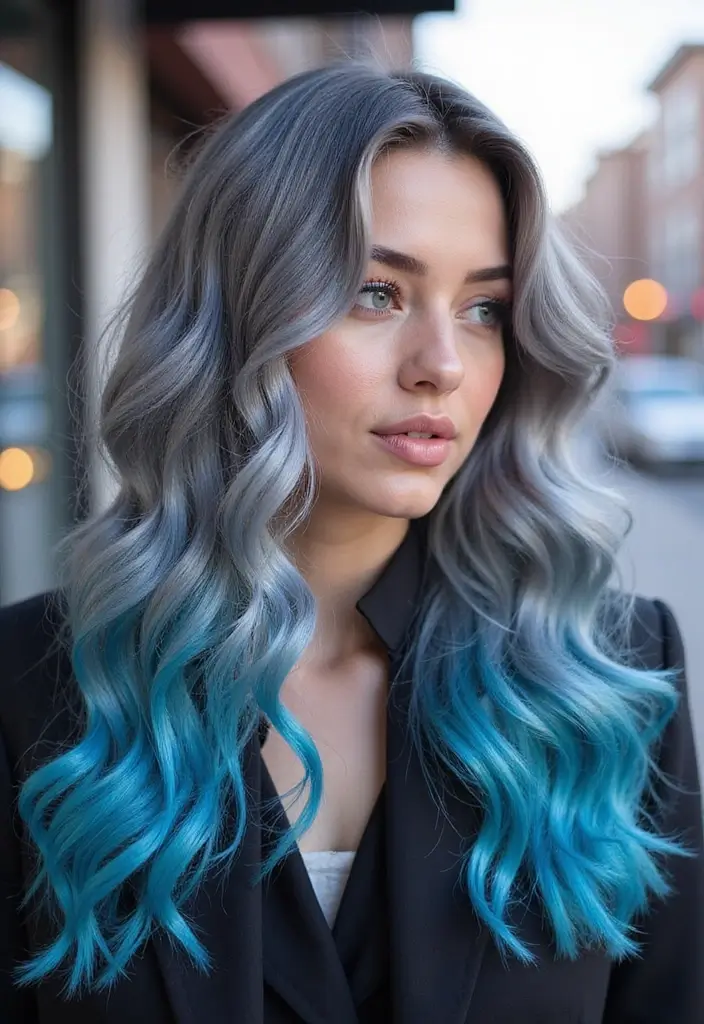 50 Gorgeous Gray Hair Color Ideas That Feel Modern 15 50 Gorgeous Gray Hair Color Ideas That Feel Modern - 15. Cool Gray with Bold Blue Streaks