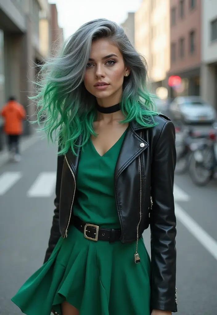 50 Gorgeous Gray Hair Color Ideas That Feel Modern 19 50 Gorgeous Gray Hair Color Ideas That Feel Modern - 19. Bold Gray with Vibrant Green Streaks