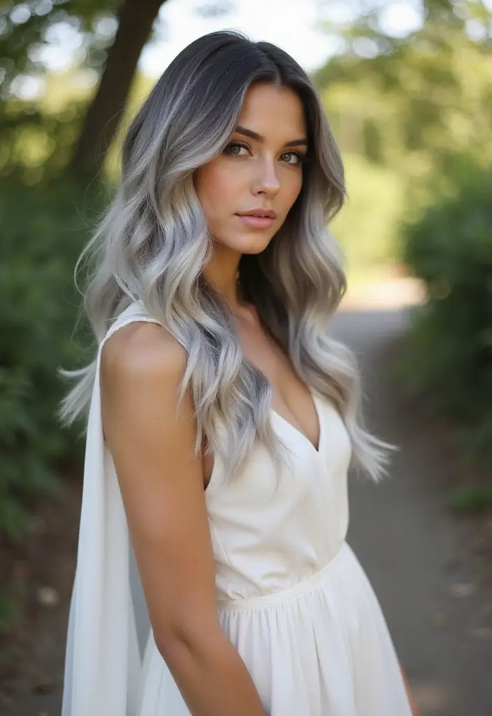 50 Gorgeous Gray Hair Color Ideas That Feel Modern 2 50 Gorgeous Gray Hair Color Ideas That Feel Modern - 2. Silver Ombre with Dark Roots