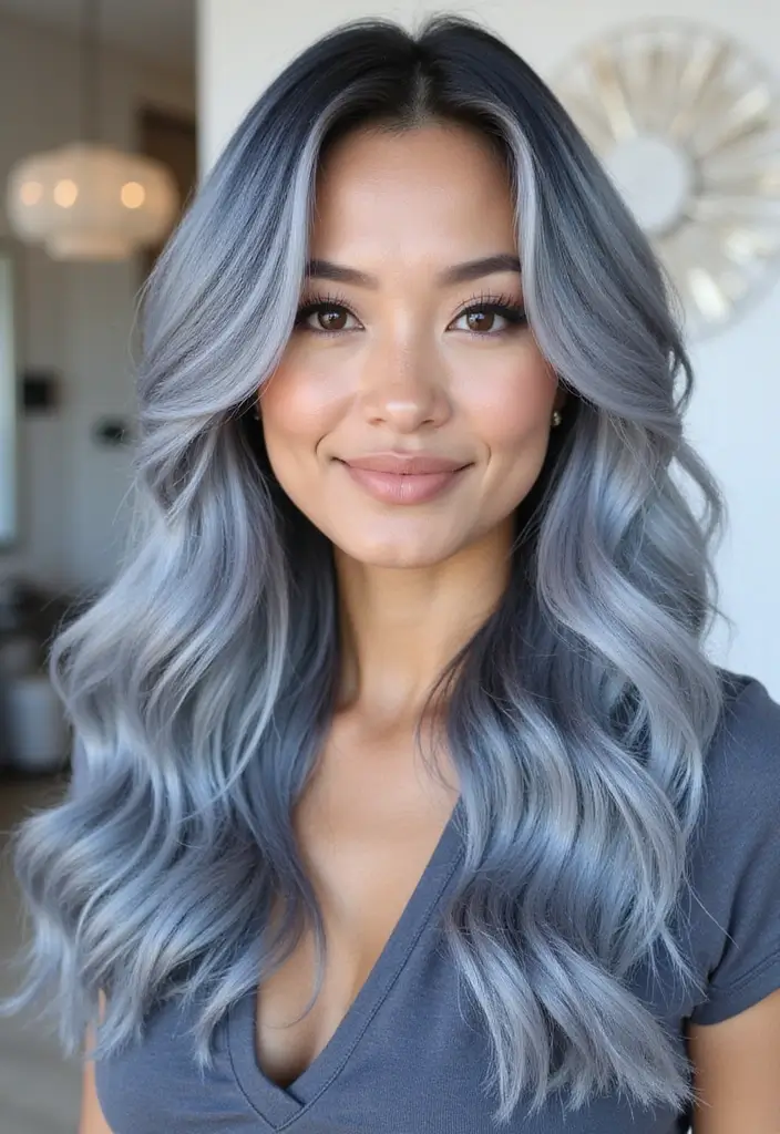 50 Gorgeous Gray Hair Color Ideas That Feel Modern 29 50 Gorgeous Gray Hair Color Ideas That Feel Modern - 29. Gray Hair with Blue Steel Undertones