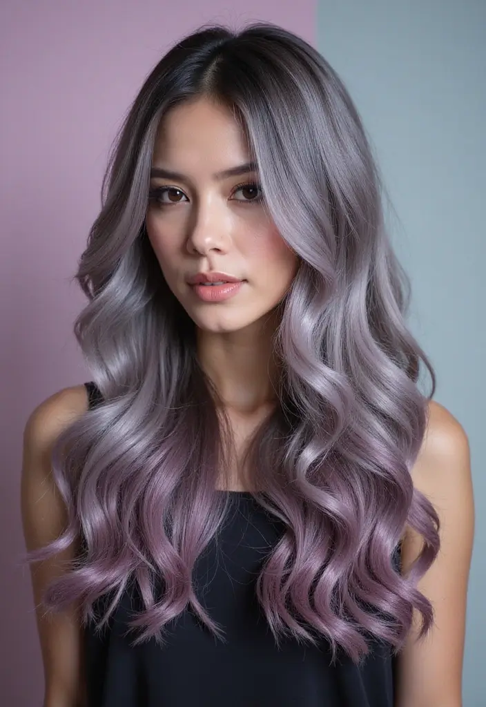 50 Gorgeous Gray Hair Color Ideas That Feel Modern 32 50 Gorgeous Gray Hair Color Ideas That Feel Modern - 32. Gray with Soft Plum Streaks
