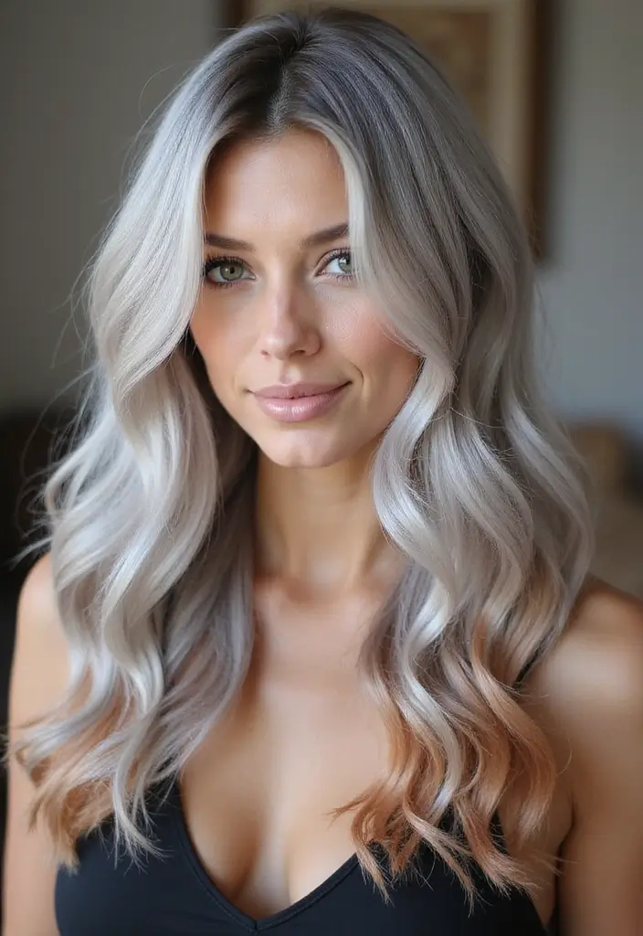 50 Gorgeous Gray Hair Color Ideas That Feel Modern 40 50 Gorgeous Gray Hair Color Ideas That Feel Modern - 40. Silver with Copper Accents