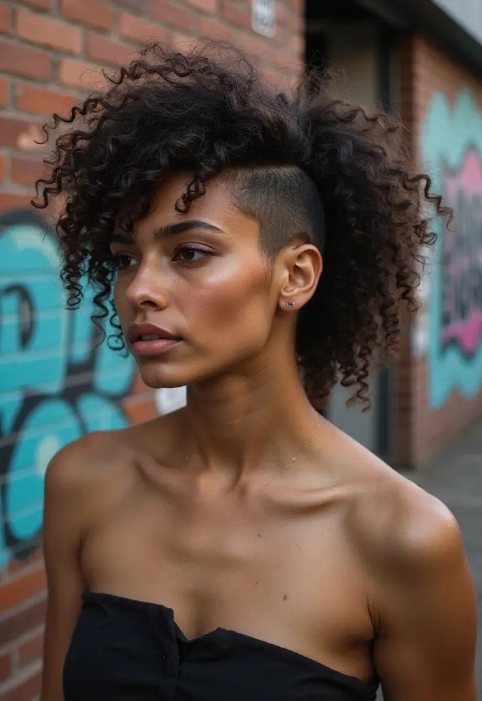 50 Gorgeous Hairstyles with Curly Hair That Pop - 11. Curly Faux Hawk