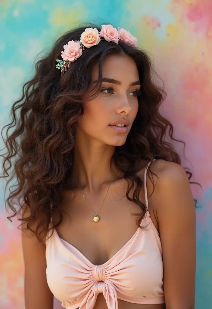 50 Gorgeous Hairstyles with Curly Hair That Pop - 13. Curly Hair with Hair Accessories