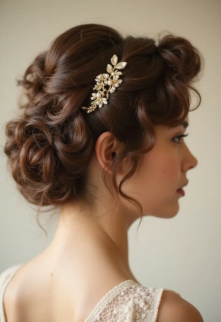 50 Gorgeous Hairstyles with Curly Hair That Pop - 14. Vintage Curly Updo