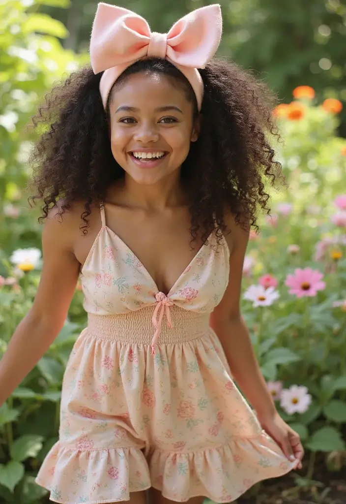50 Gorgeous Hairstyles with Curly Hair That Pop - 29. Curly Hair with a Bow
