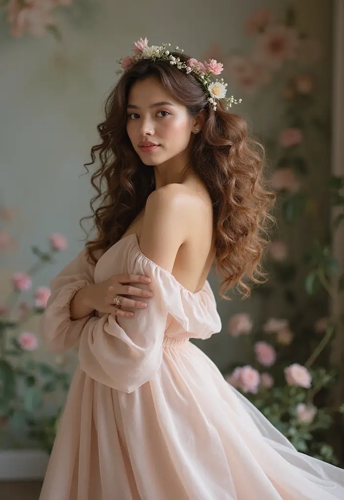 50 Gorgeous Hairstyles with Curly Hair That Pop - 3. Half-Up Curly Crown