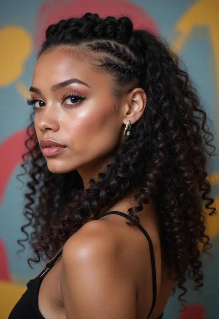 50 Gorgeous Hairstyles with Curly Hair That Pop - 30. Curly Mohawk Braid