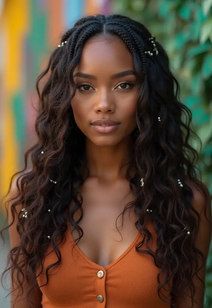 50 Gorgeous Hairstyles with Curly Hair That Pop - 33. Curly Hair with Cornrows