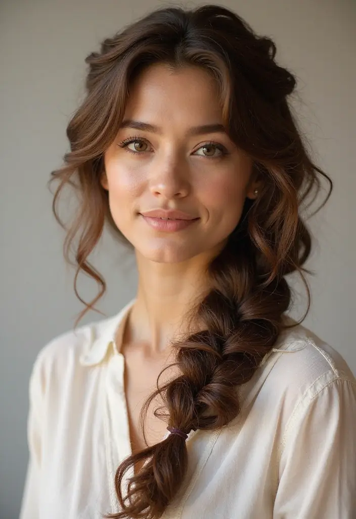 50 Gorgeous Hairstyles with Curly Hair That Pop - 36. Curly Fishtail Braid