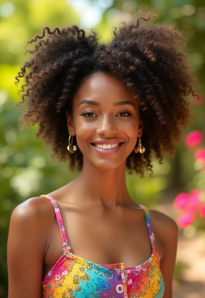 50 Gorgeous Hairstyles with Curly Hair That Pop - 48. Curly Hair with Side Puffs