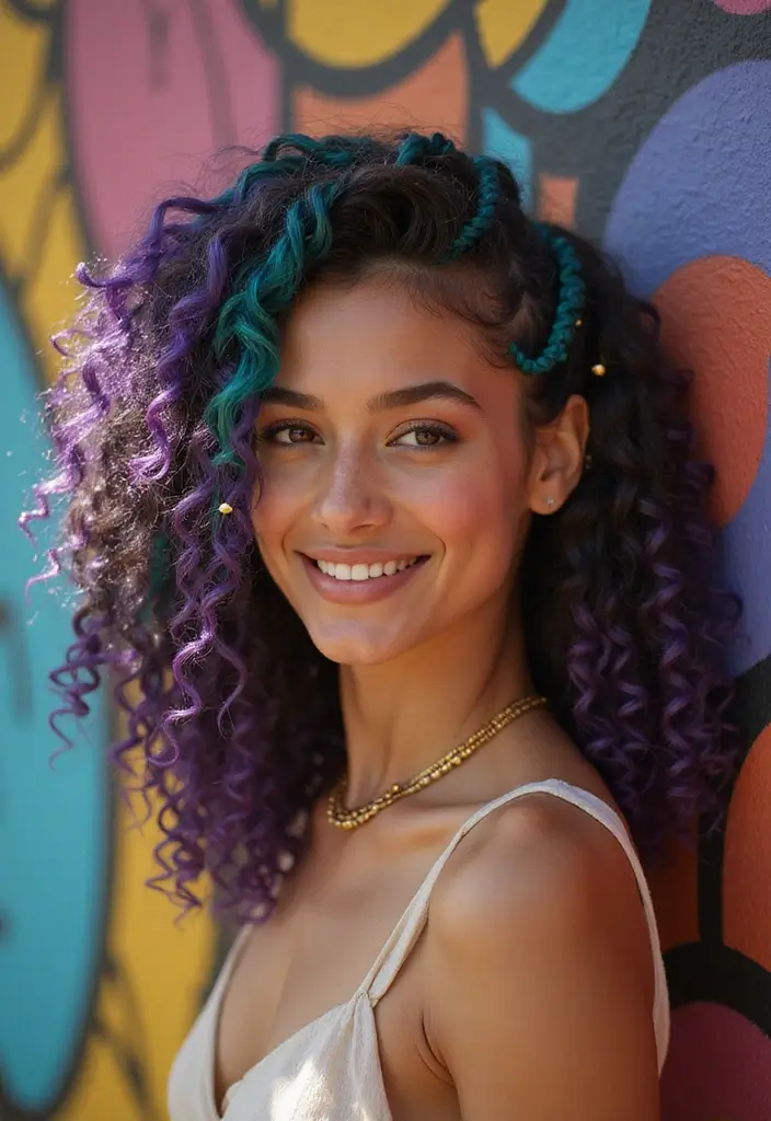 50 Gorgeous Hairstyles with Curly Hair That Pop - 49. Curly Hair with an Artistic Twist