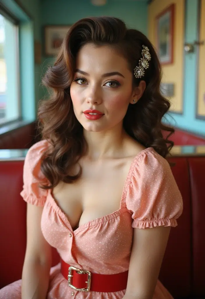 50 Hairstyles for Long Hair That Look Gorgeous Every Day 23 50 Hairstyles for Long Hair That Look Gorgeous Every Day - 22. Glitzy Pin-Up Style