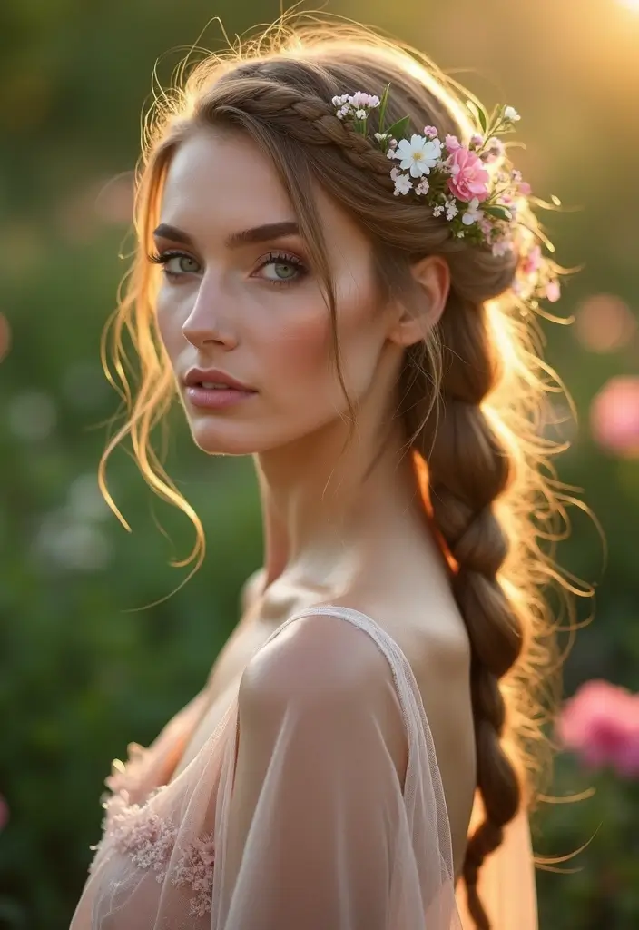 50 Hairstyles for Long Hair That Look Gorgeous Every Day 30 50 Hairstyles for Long Hair That Look Gorgeous Every Day - 29. Side-Swept Braid with Flowers