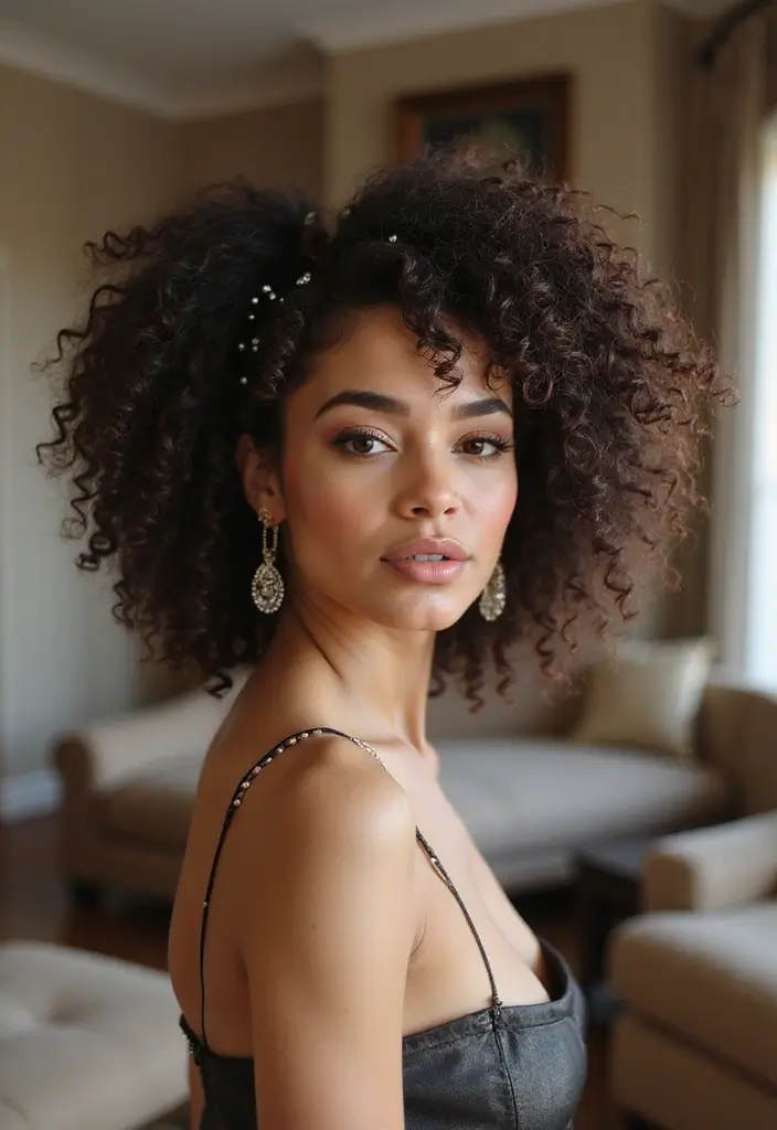 50 Hairstyles for Long Hair That Look Gorgeous Every Day 38 50 Hairstyles for Long Hair That Look Gorgeous Every Day - 37. Curly Updo with Beads
