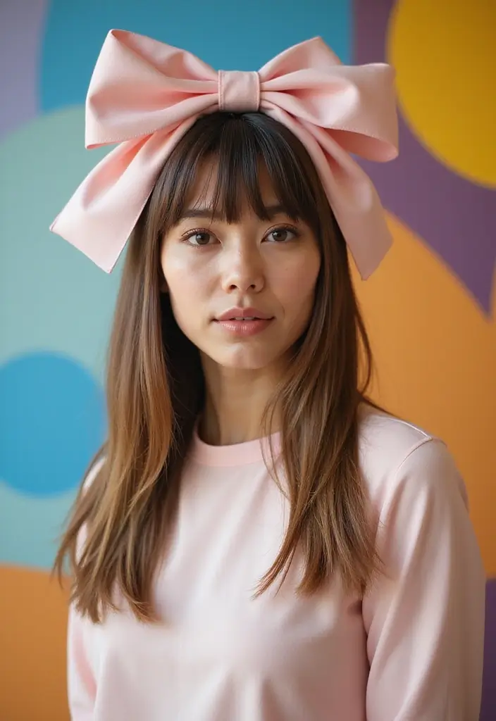 50 Hairstyles for Straight Hair That Always Look Polished - 20. Straight Hair with a Bow