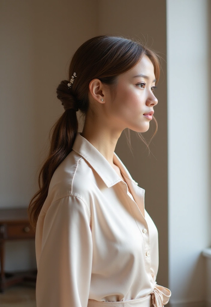 50 Hairstyles for Straight Hair That Always Look Polished - 26. Straight Hair with Wrap Around Ponytail