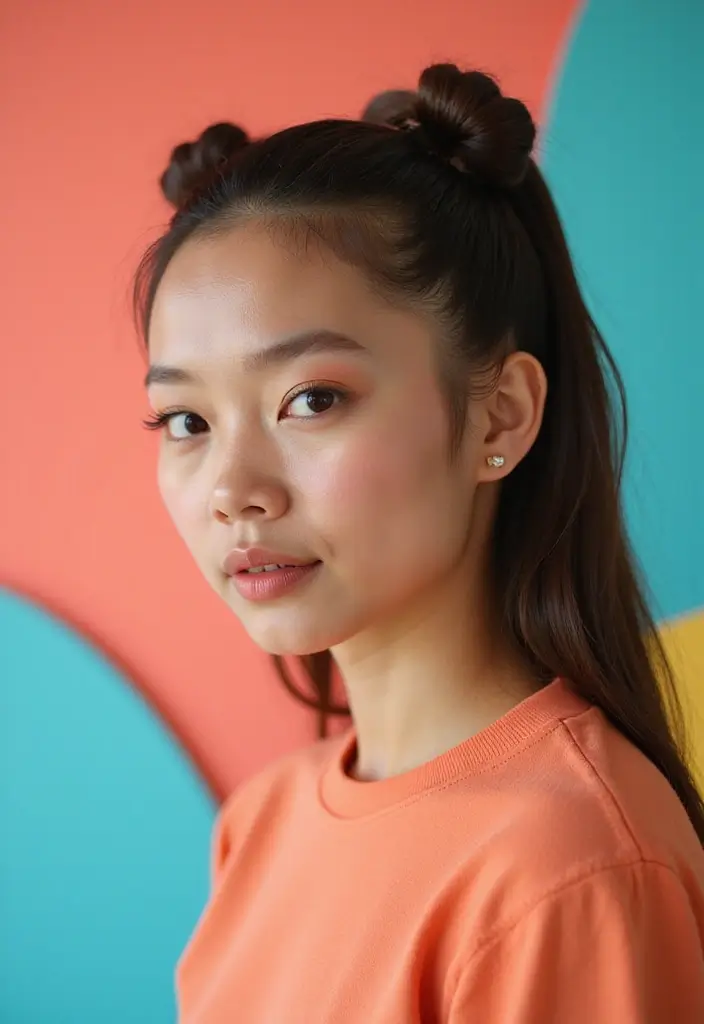 50 Hairstyles for Straight Hair That Always Look Polished - 34. Straight Hair with a Bubble Ponytail