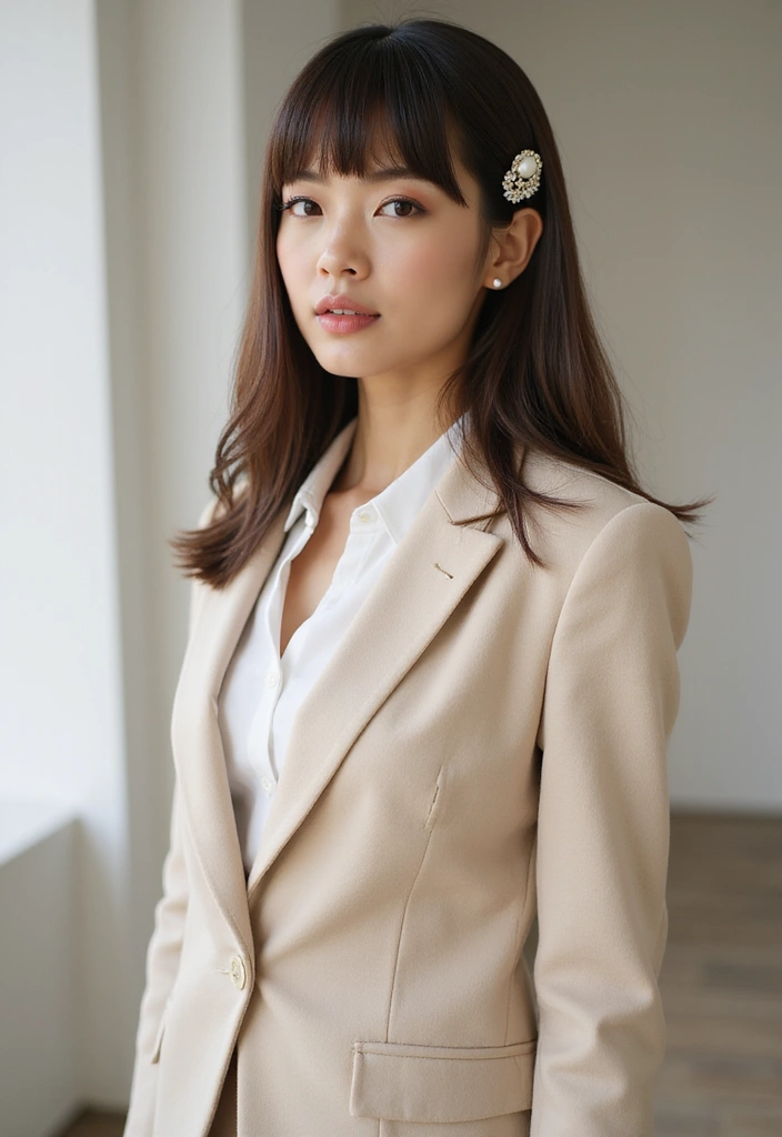 50 Hairstyles for Straight Hair That Always Look Polished - 35. Straight Hair with Bangs and Clip
