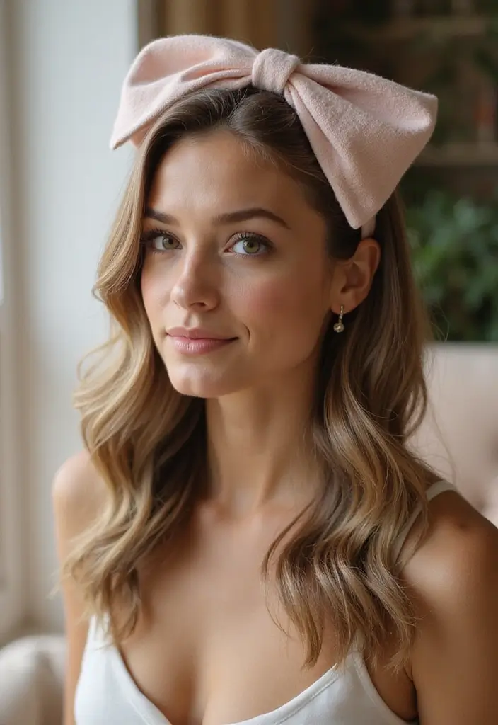50 Half Up Half Down Bow Hairstyles That Look Cute - 14. Casual Bow