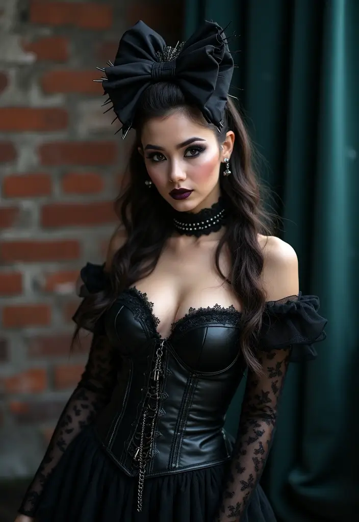 50 Half Up Half Down Bow Hairstyles That Look Cute - 16. Gothic Bow