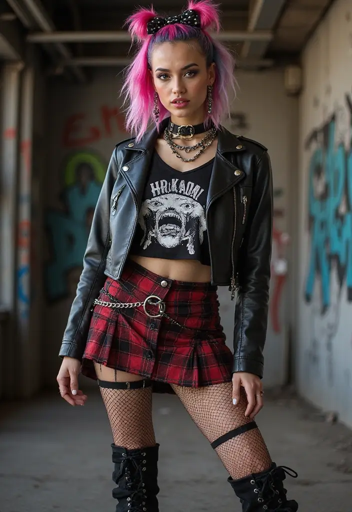 50 Half Up Half Down Bow Hairstyles That Look Cute - 18. Punk Bow