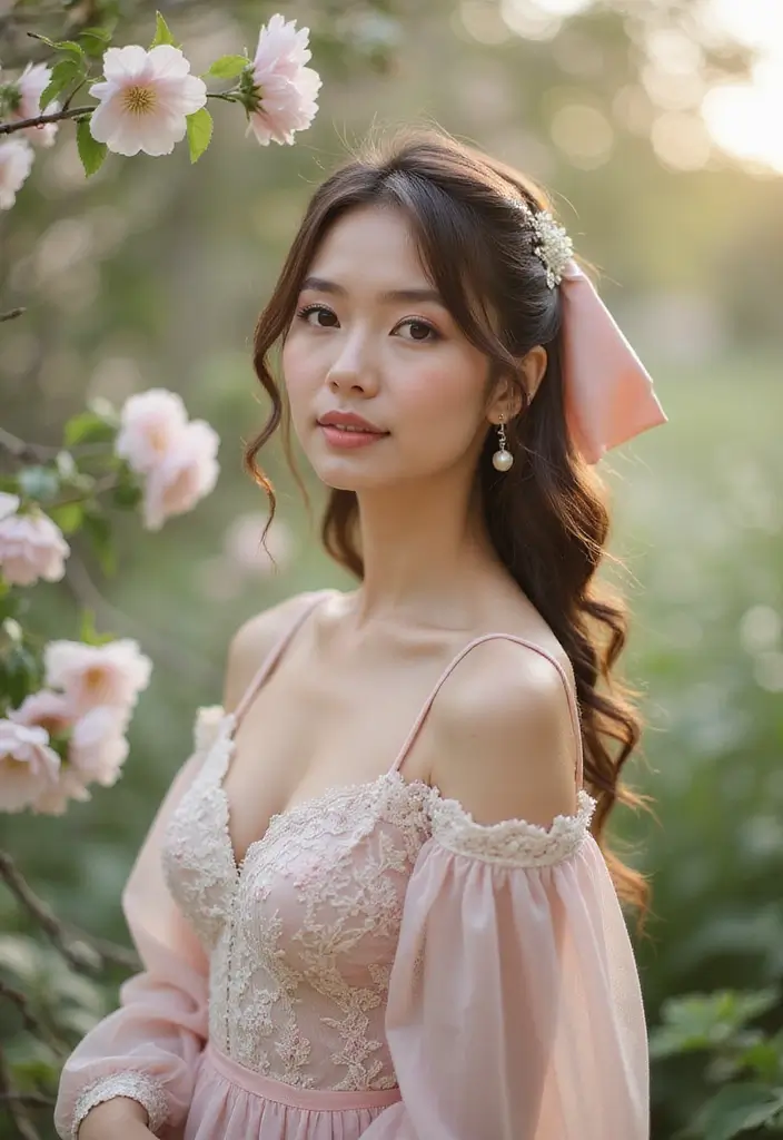 50 Half Up Half Down Bow Hairstyles That Look Cute - 19. Romantic Bow