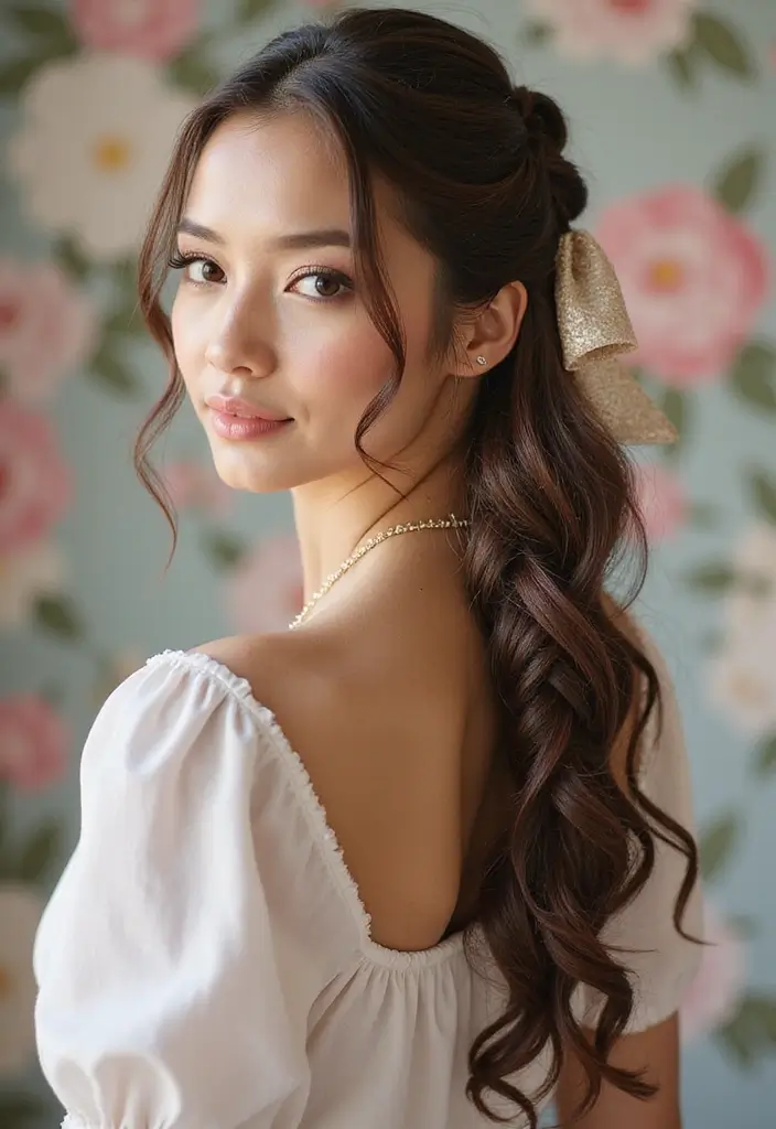 50 Half Up Half Down Bow Hairstyles That Look Cute - 3. Braided Bow Delight