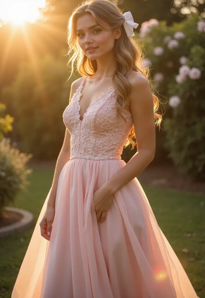 50 Half Up Half Down Bow Hairstyles That Look Cute - 33. Soft Waves and a Bow