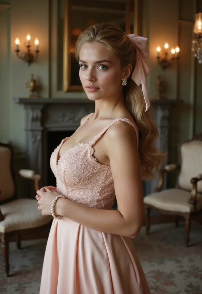 50 Half Up Half Down Bow Hairstyles That Look Cute - 44. Vintage Glamour Bow