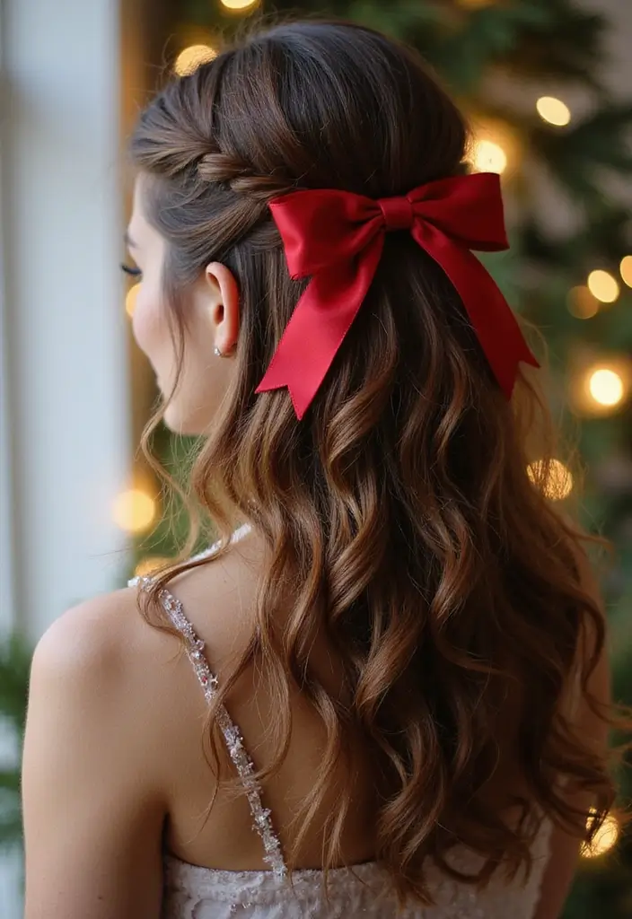 50 Half Up Half Down Bow Hairstyles That Look Cute - 8. Double Bow Delight