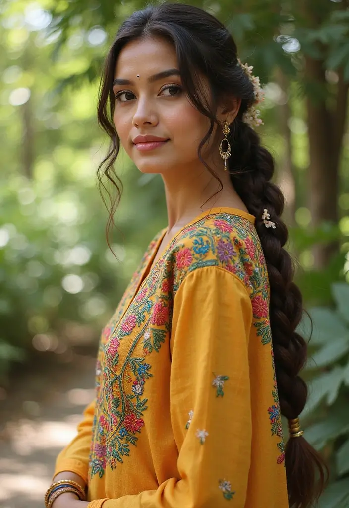 50 Kurti Hairstyles for Short Hair That Complete the Look 1 50 Kurti Hairstyles for Short Hair That Complete the Look - 1. Boho Braids for a Chic Twist