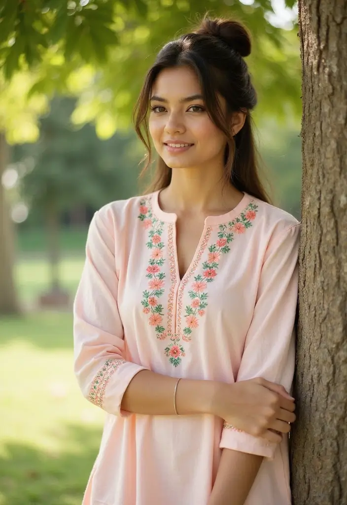50 Kurti Hairstyles for Short Hair That Complete the Look 21 50 Kurti Hairstyles for Short Hair That Complete the Look - 20. Simple Twisted Half Up for Everyday Wear