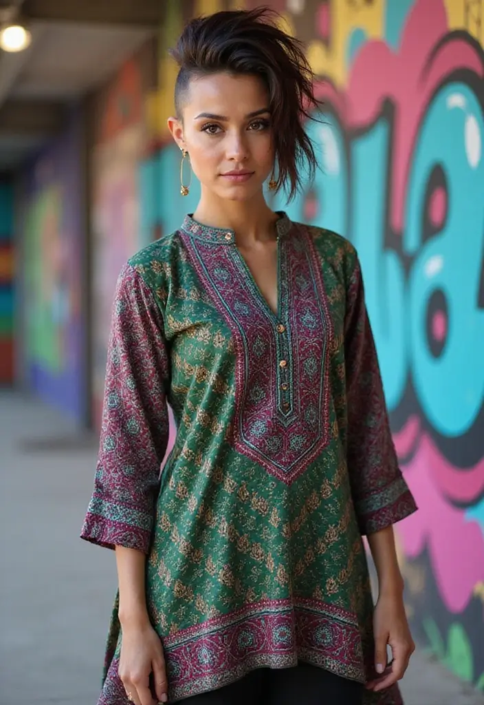 50 Kurti Hairstyles for Short Hair That Complete the Look 22 50 Kurti Hairstyles for Short Hair That Complete the Look - 21. Funky Mohawk for a Bold Look