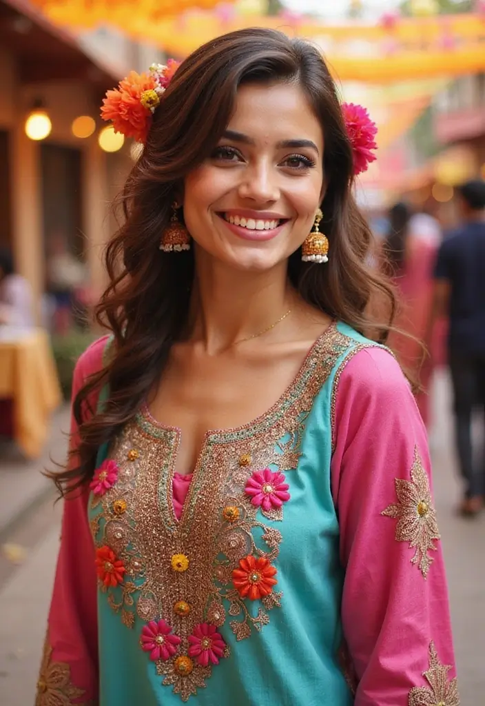 50 Kurti Hairstyles for Short Hair That Complete the Look 24 50 Kurti Hairstyles for Short Hair That Complete the Look - 23. Whimsical Twists for a Quirky Style