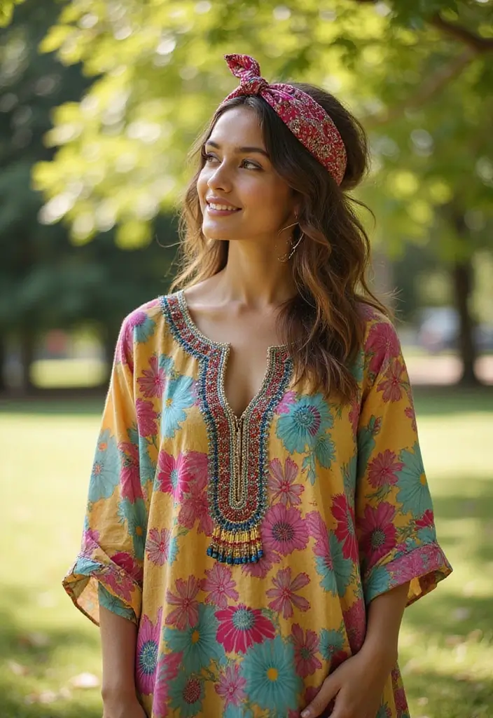 50 Kurti Hairstyles for Short Hair That Complete the Look 29 50 Kurti Hairstyles for Short Hair That Complete the Look - 28. Tousled Hair with a Bandana for a Fun Vibe
