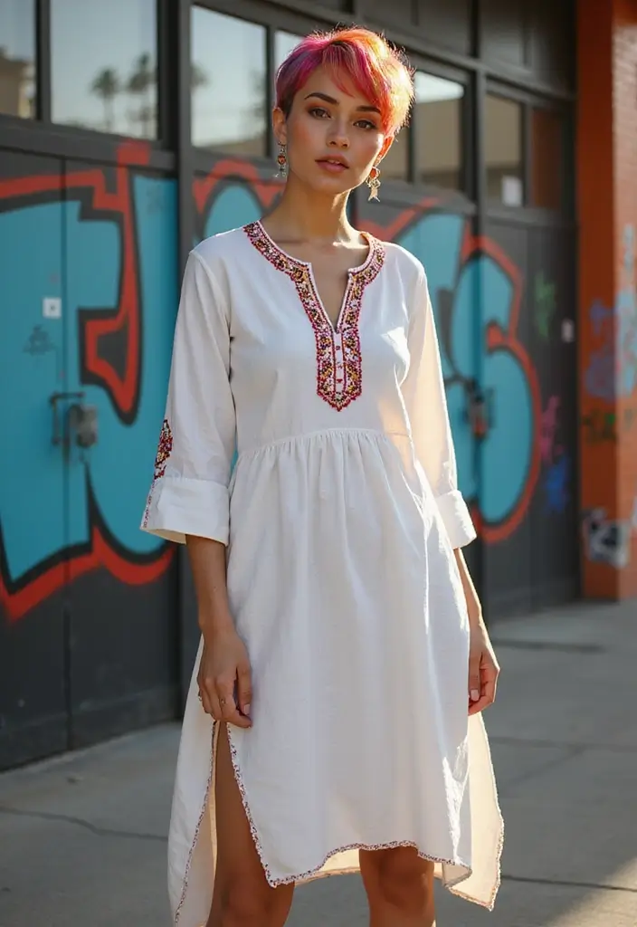 50 Kurti Hairstyles for Short Hair That Complete the Look 36 50 Kurti Hairstyles for Short Hair That Complete the Look - 35. Edgy Pixie with Colorful Highlights