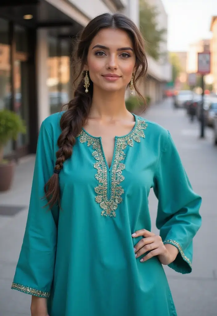 50 Kurti Hairstyles for Short Hair That Complete the Look 42 50 Kurti Hairstyles for Short Hair That Complete the Look - 41. Chic Low Ponytail with Twists for a Modern Look