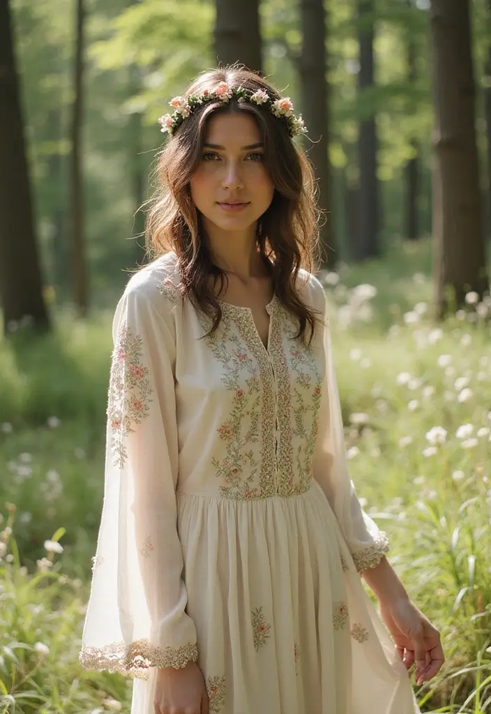 50 Kurti Hairstyles for Short Hair That Complete the Look 46 50 Kurti Hairstyles for Short Hair That Complete the Look - 45. Artistic Braided Crown for a Bohemian Touch