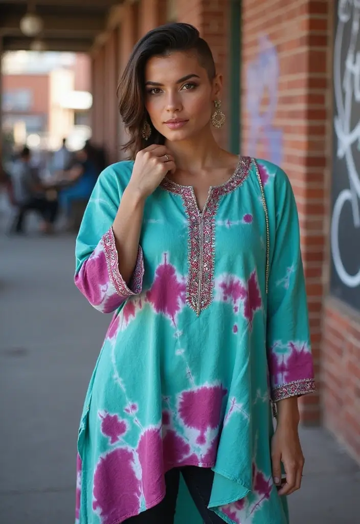 50 Kurti Hairstyles for Short Hair That Complete the Look 48 50 Kurti Hairstyles for Short Hair That Complete the Look - 47. Funky Side Shaved Look for an Edgy Statement