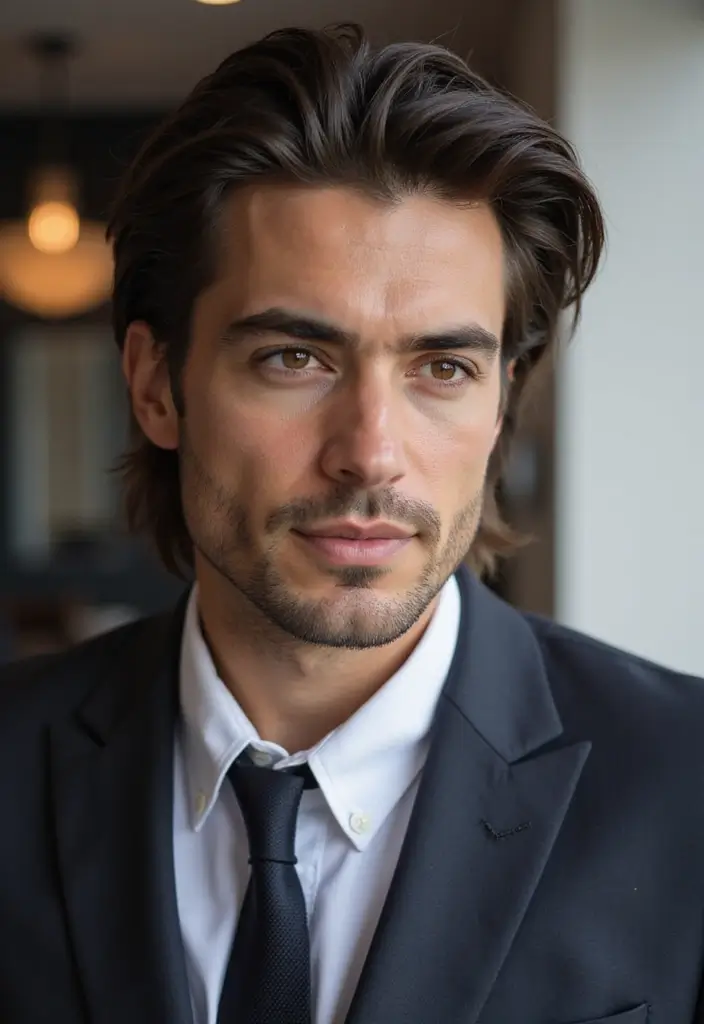 50 Modern Mullet Hairstyles for Men That Stand Out - 37. Mullet with a Deep Side Part