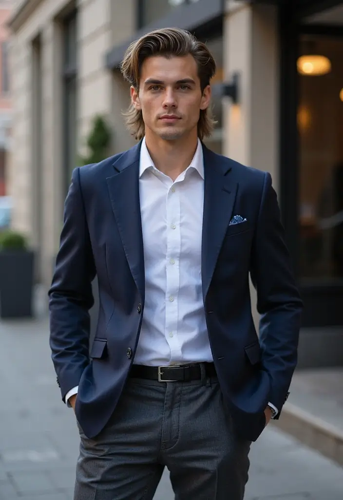 50 Mullet Hairstyles for Men with Straight Hair That Stand Out - 19. Mullet with Side Part